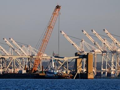 Crews carefully start removing first piece of twisted steel from collapsed Baltimore bridge